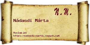 Nádasdi Márta névjegykártya